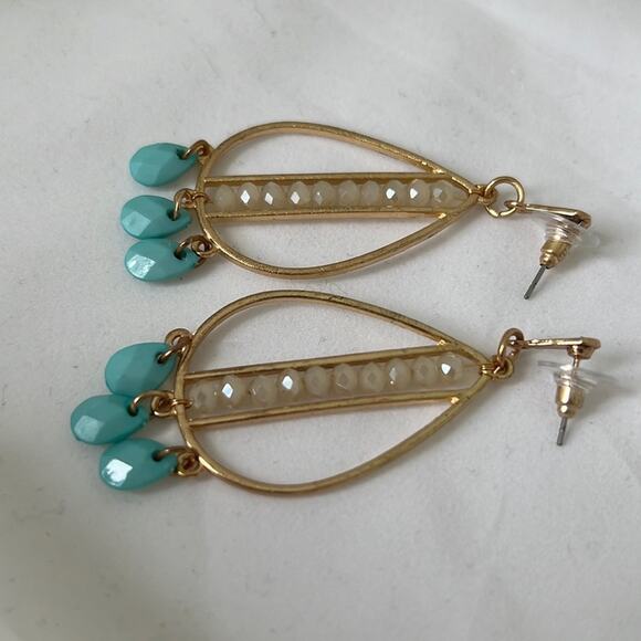 Ashley Cooper Dangle Crystal turquoise Earrings - Picture 8 of 8